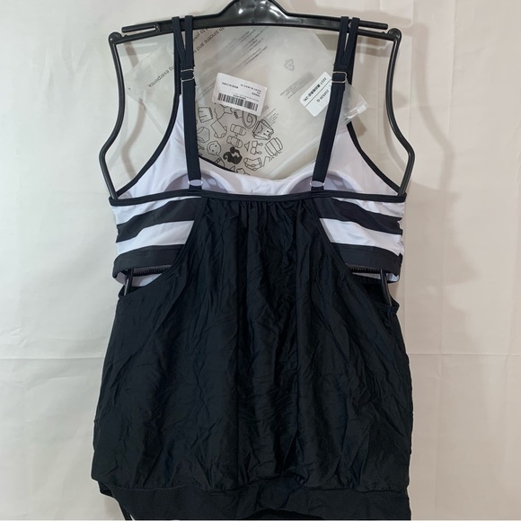 Zando 2 Piece Striped Sporty Tankini Top with Bikini Bottom Swimsuit 2XL (14-16) - Picture 9 of 11